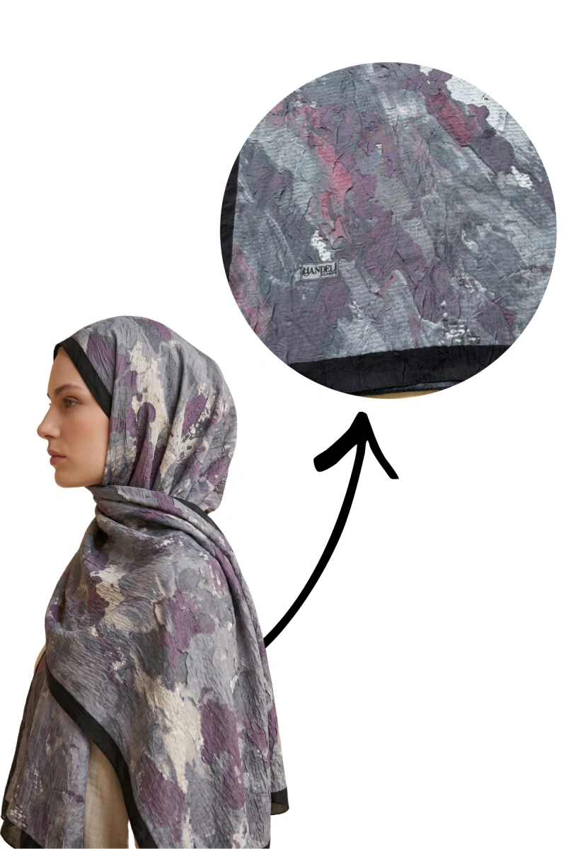 Fırçalı Desen Bambu Kraş Şal - 1