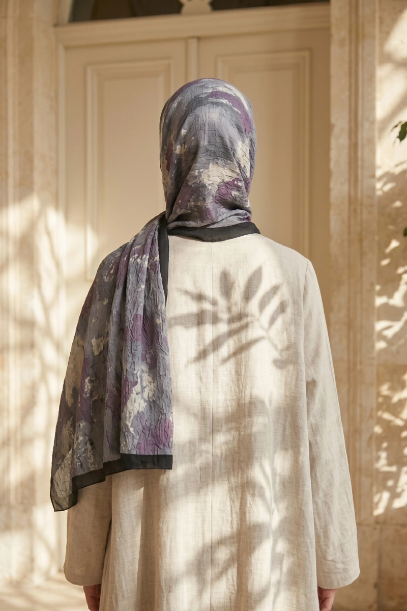 Fırçalı Desen Bambu Kraş Şal - 1