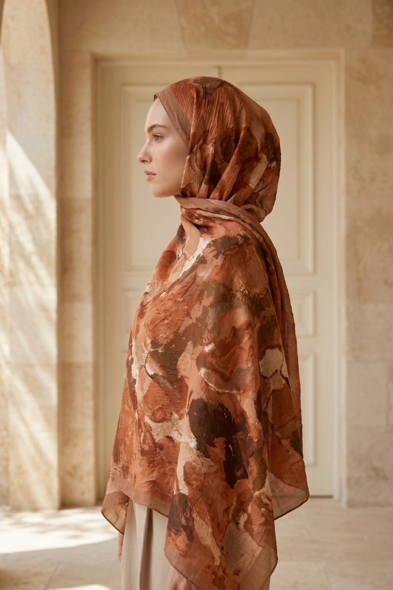 Fırçalı Desen Bambu Kraş Şal - 2