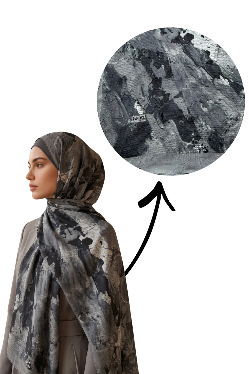 Fırçalı Desen Bambu Kraş Şal - 3