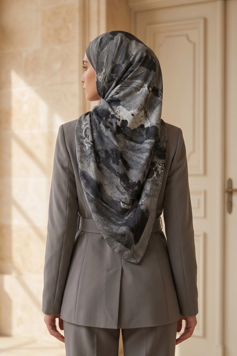 Fırçalı Desen Bambu Kraş Şal - 3