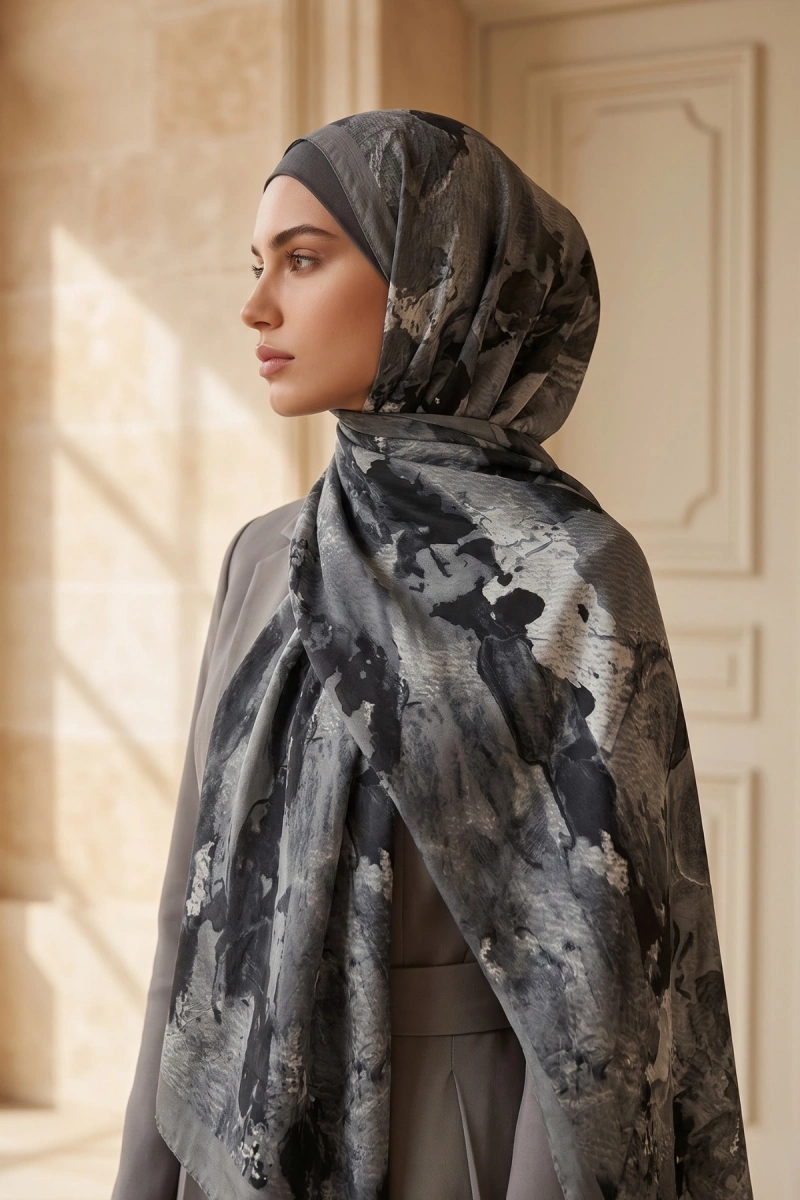 Fırçalı Desen Bambu Kraş Şal - 3