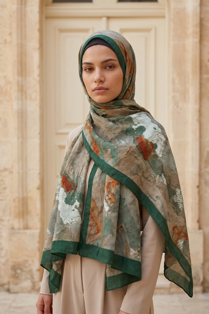 Fırçalı Desen Bambu Kraş Şal - 4