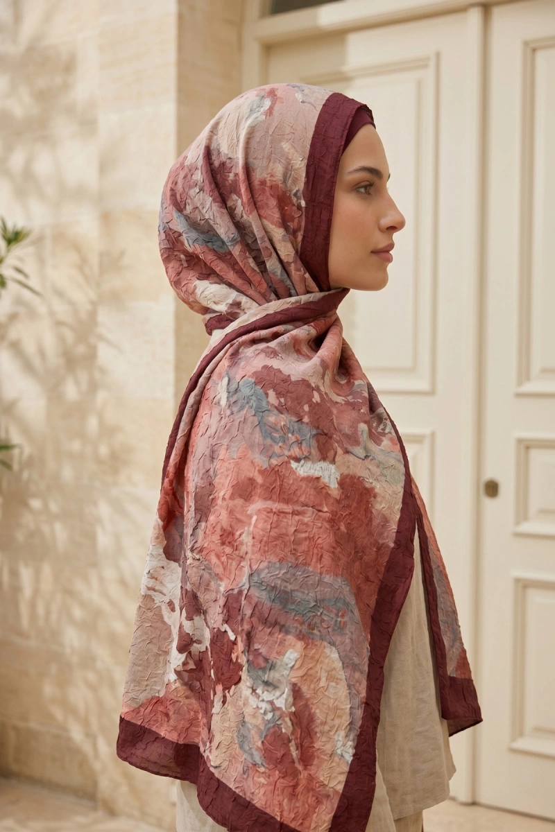 Fırçalı Desen Bambu Kraş Şal - 5