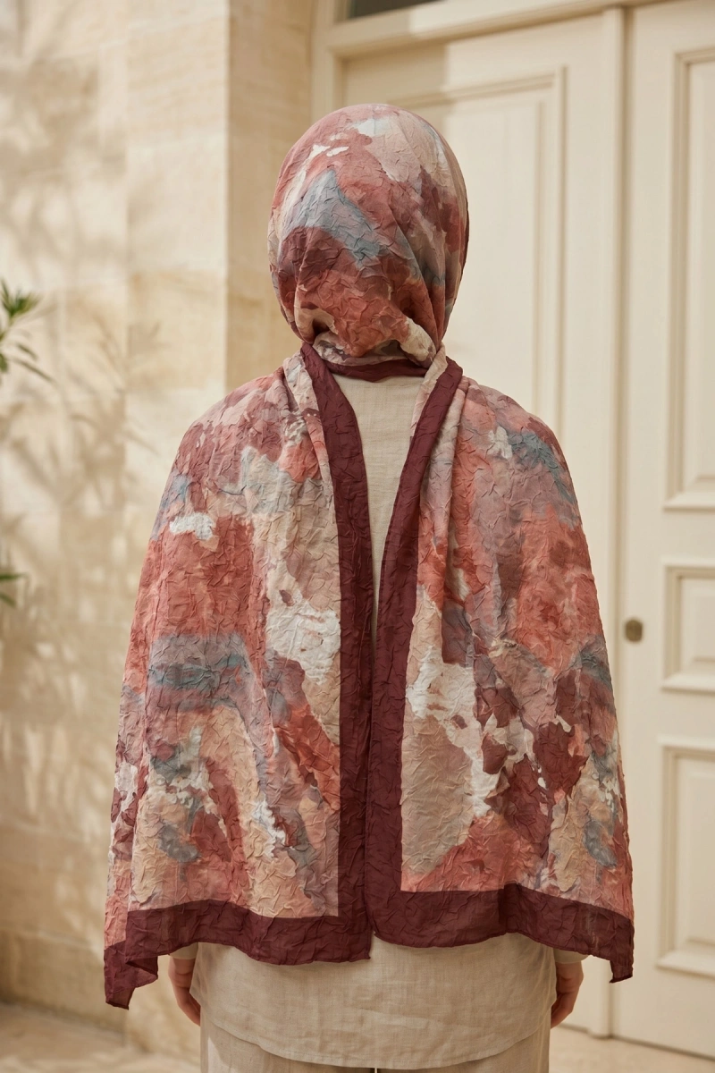 Fırçalı Desen Bambu Kraş Şal - 5