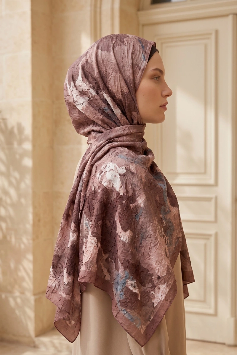 Fırçalı Desen Bambu Kraş Şal - 7