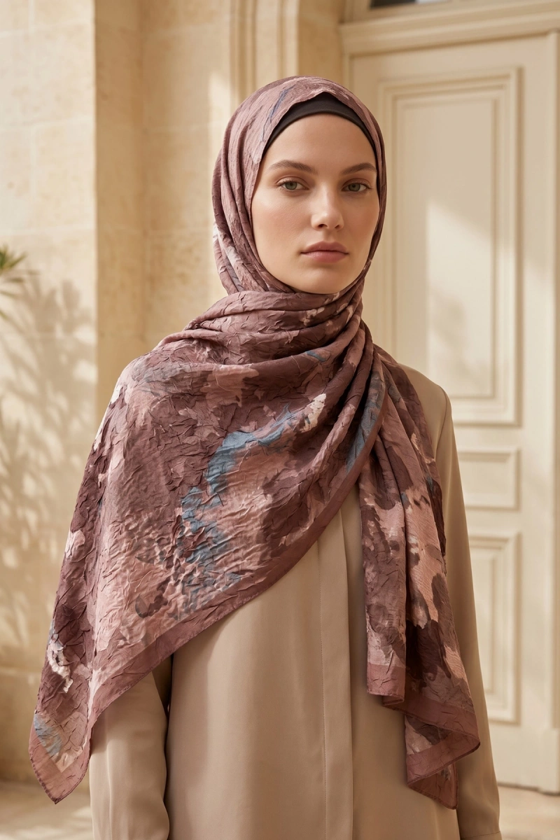 Fırçalı Desen Bambu Kraş Şal - 7