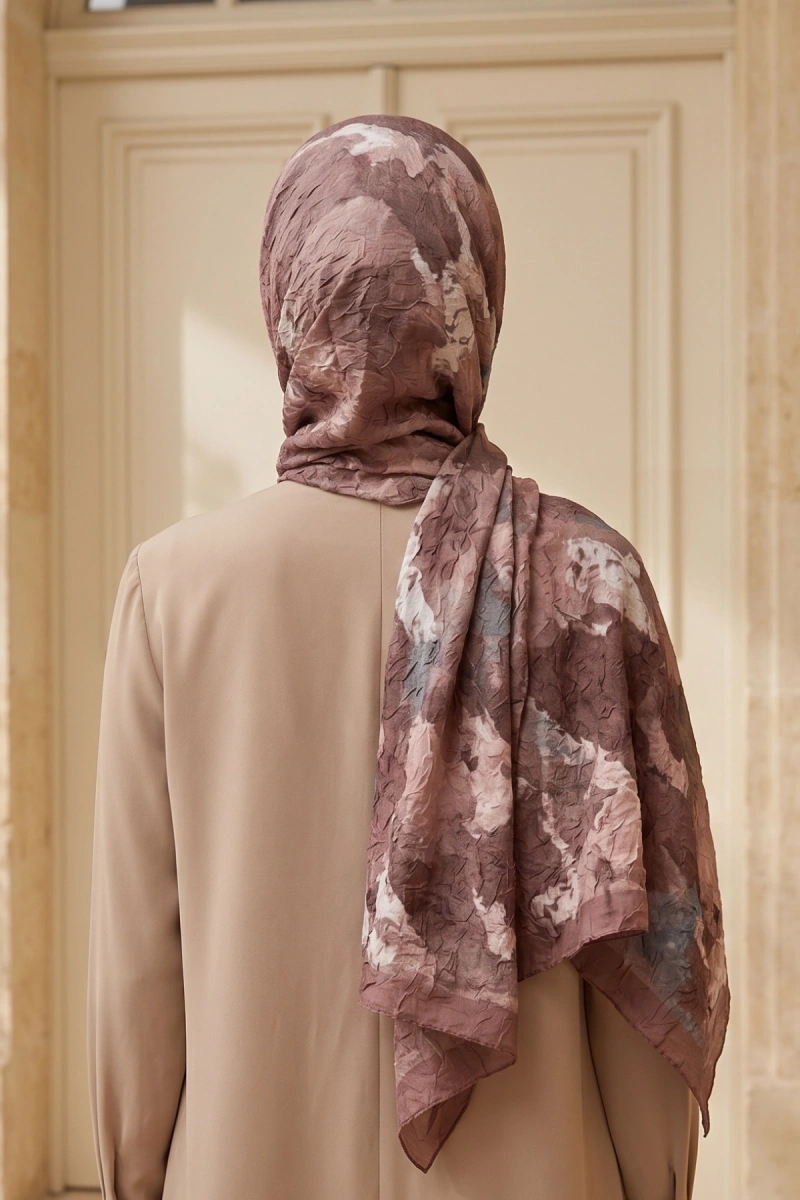 Fırçalı Desen Bambu Kraş Şal - 7