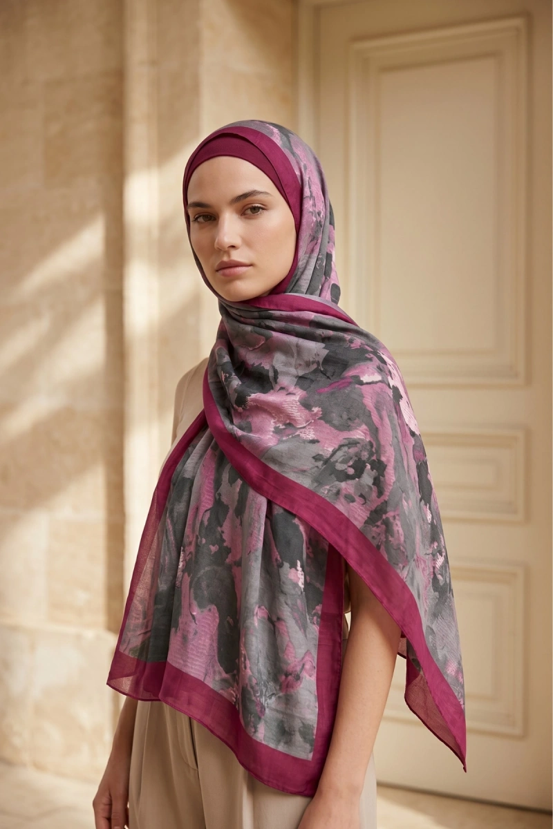 Fırçalı Desen Bambu Kraş Şal - 10