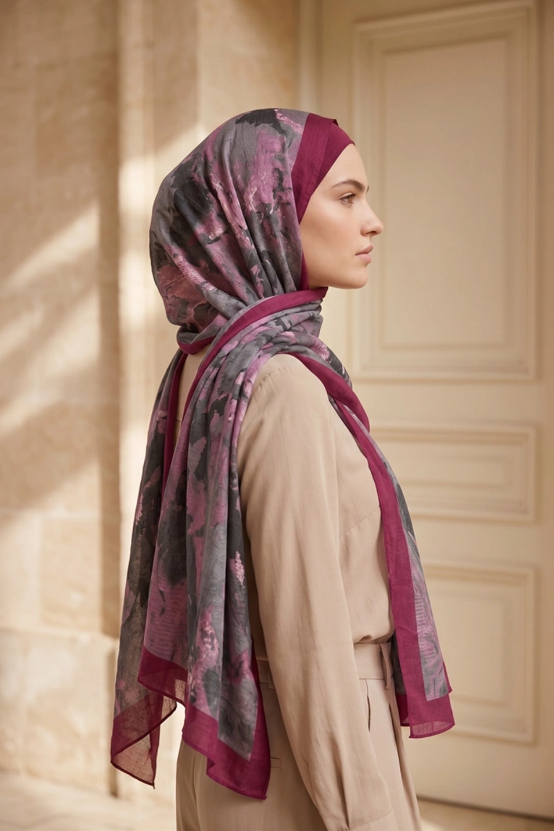 Fırçalı Desen Bambu Kraş Şal - 10