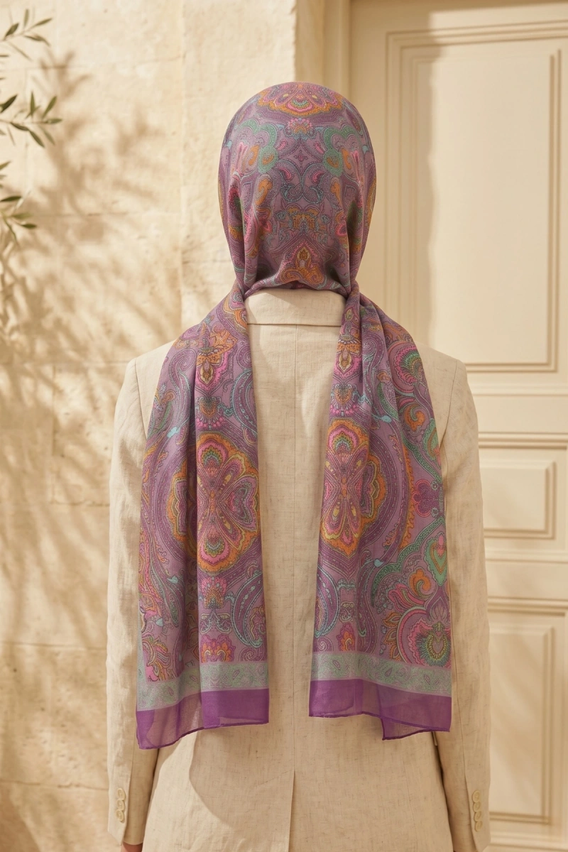 Avelin Model Retro Desen Şal Etnik - 2