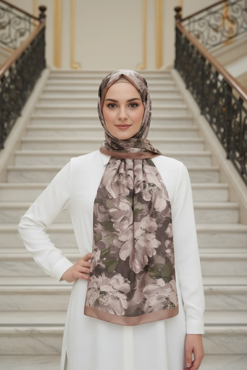 Sedef Model Retro Desen Şal - Vizon