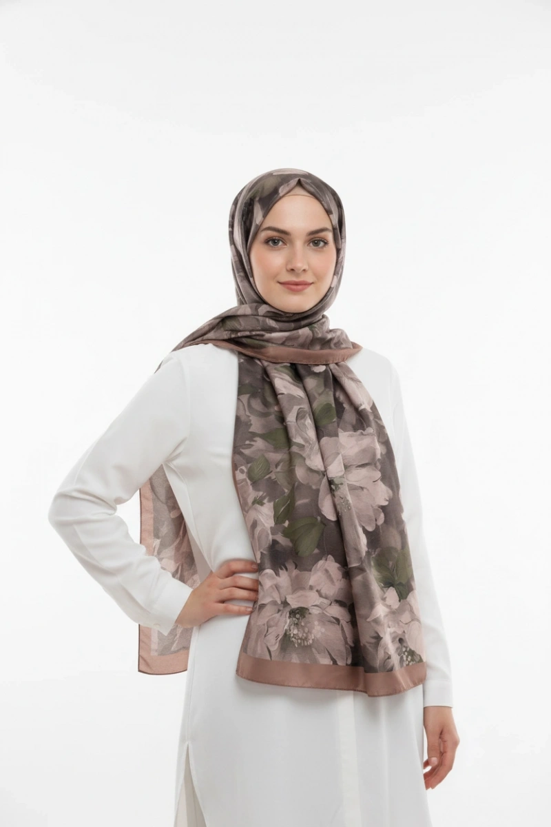 Sedef Model Retro Desen Şal - Vizon