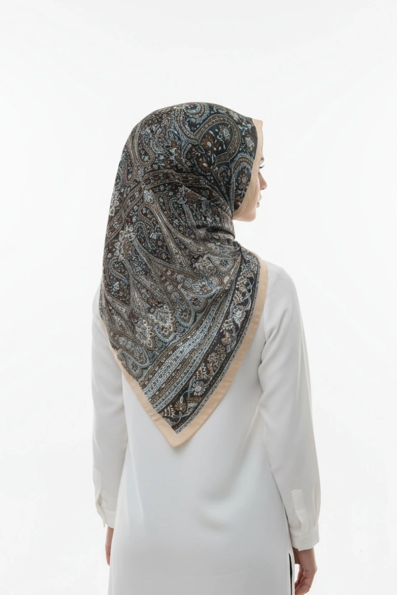 Amber Model Retro Desen Şal - Bej