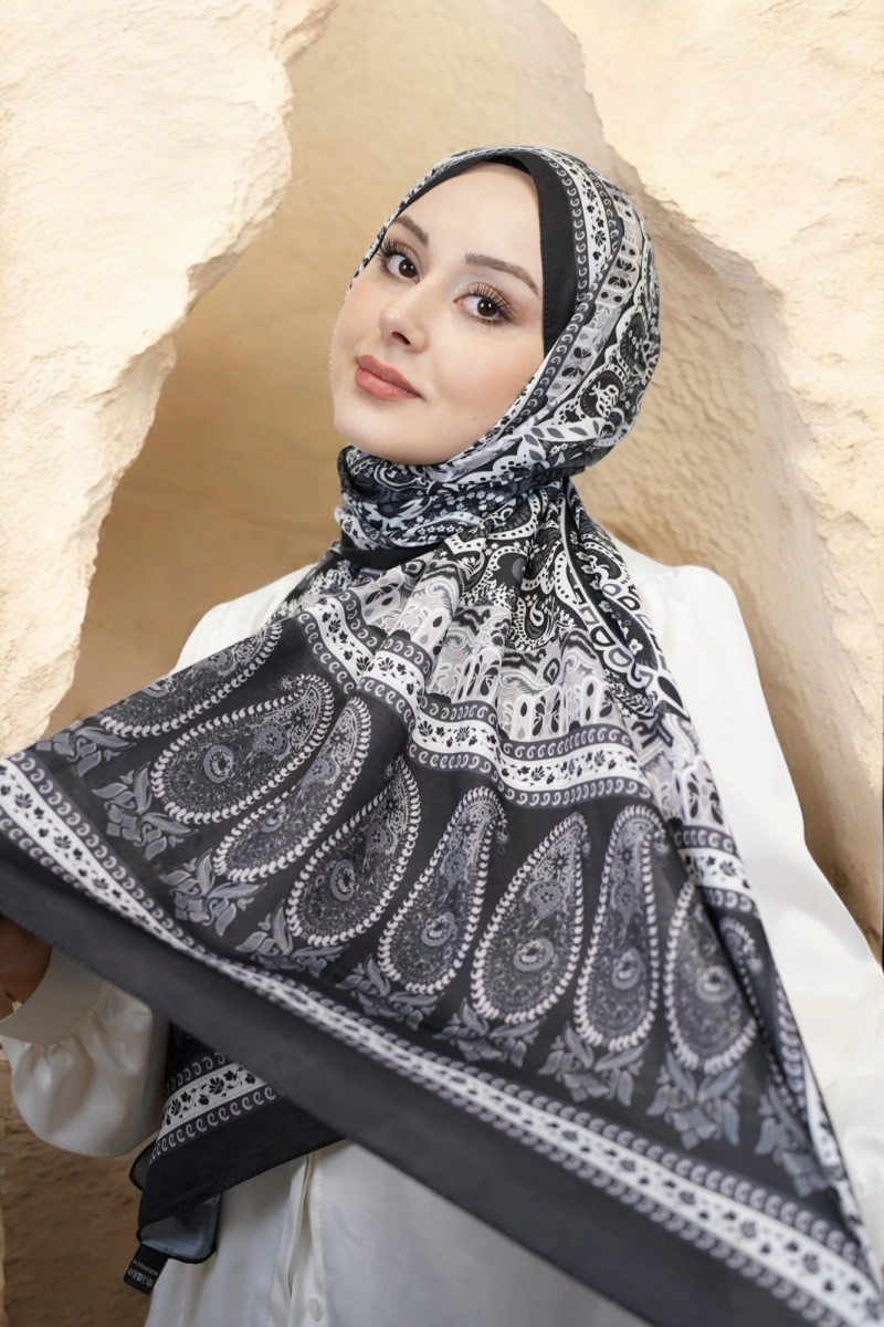Atlas Model Retro Desen Şal siyah