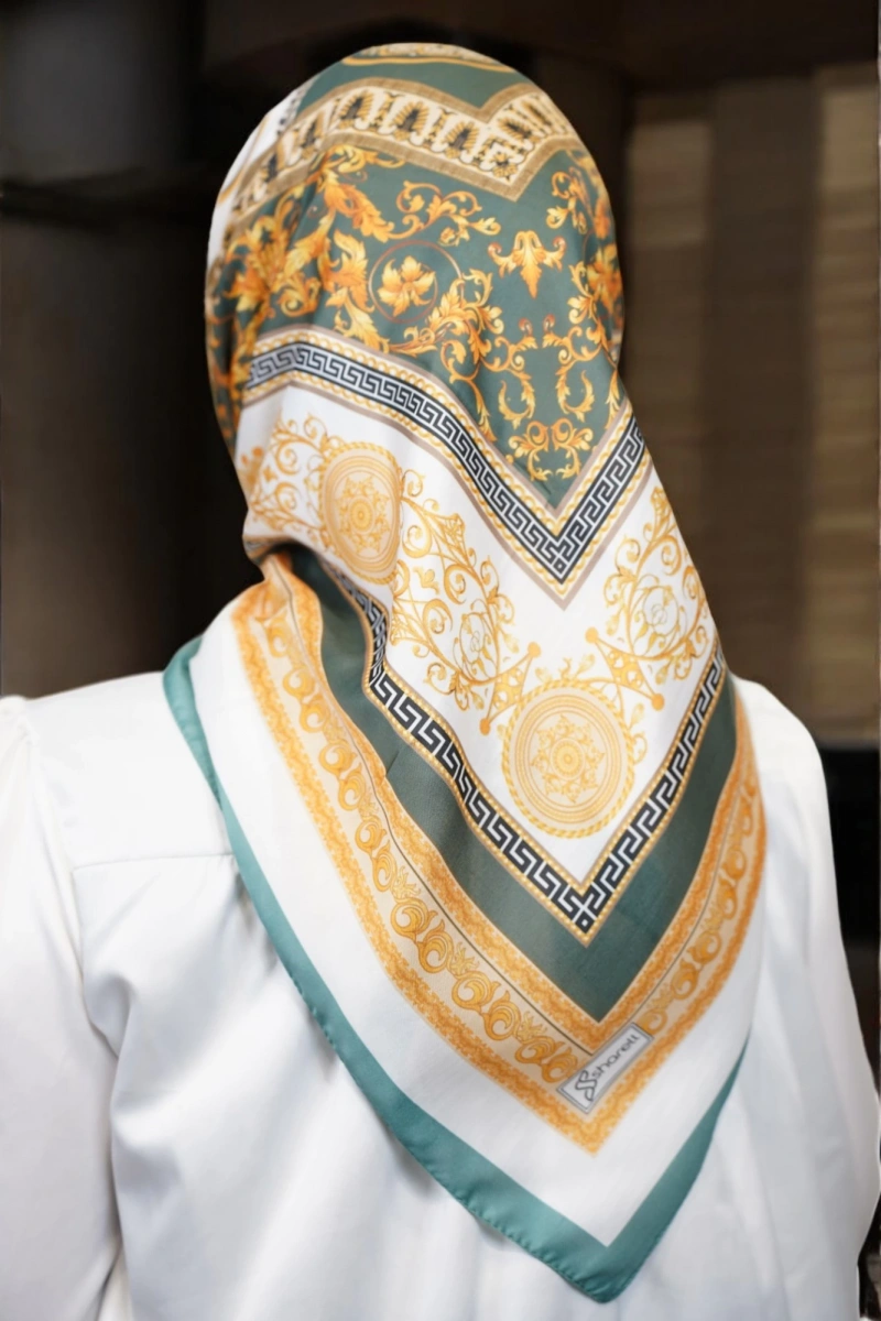 Beyrut Desen Soft Eşarp - Petrol yeşili