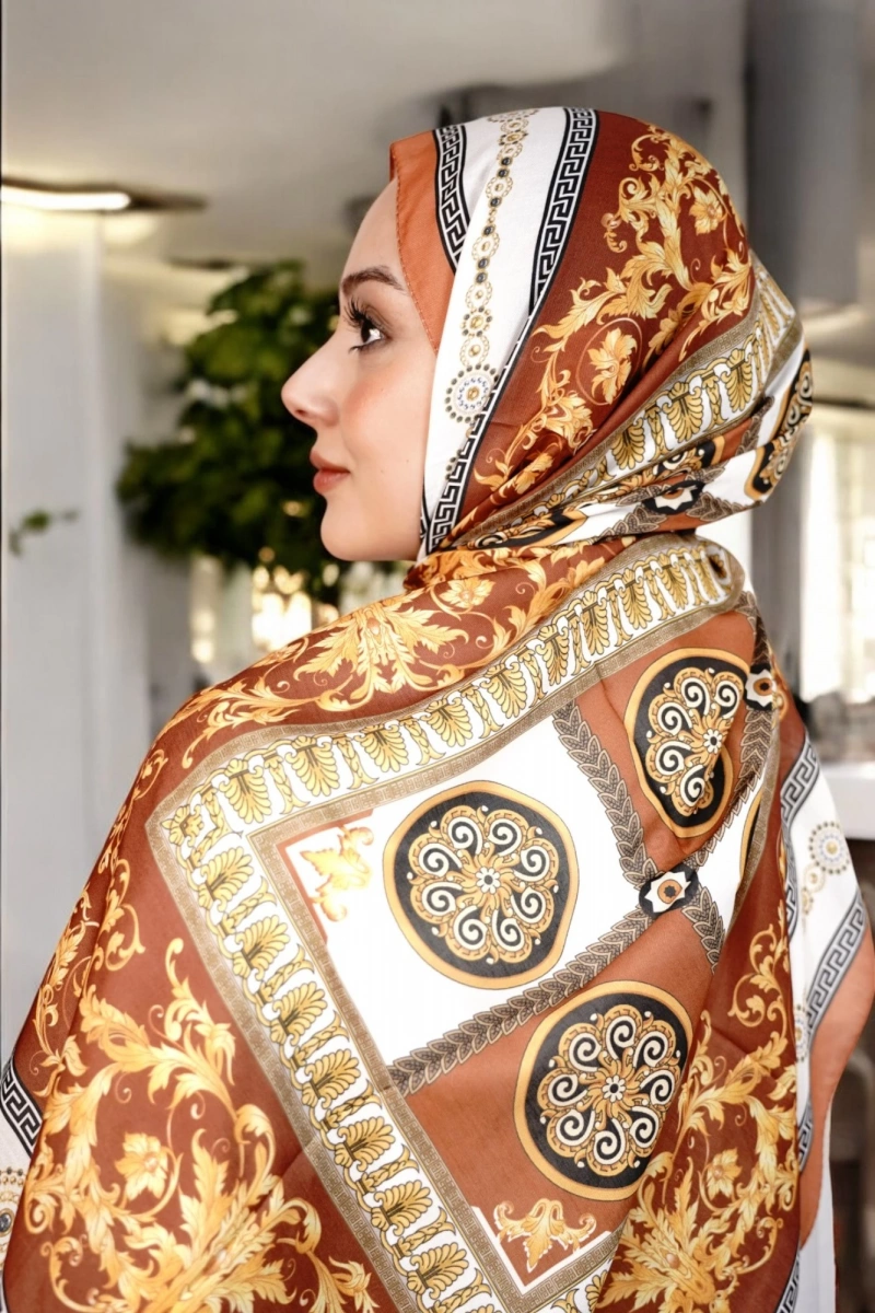 Beyrut Model Retro Şal - Kiremit