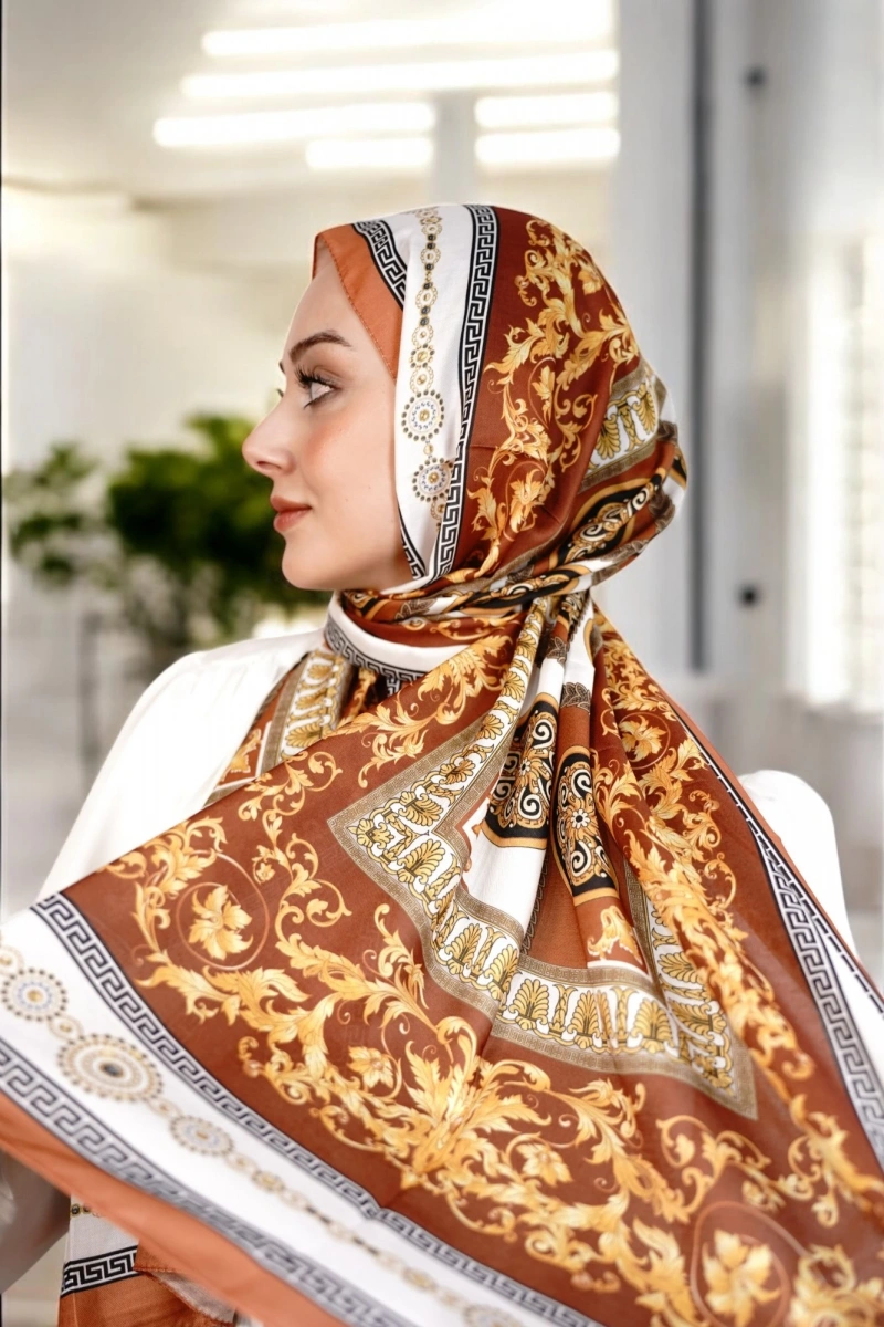 Beyrut Model Retro Şal - Kiremit