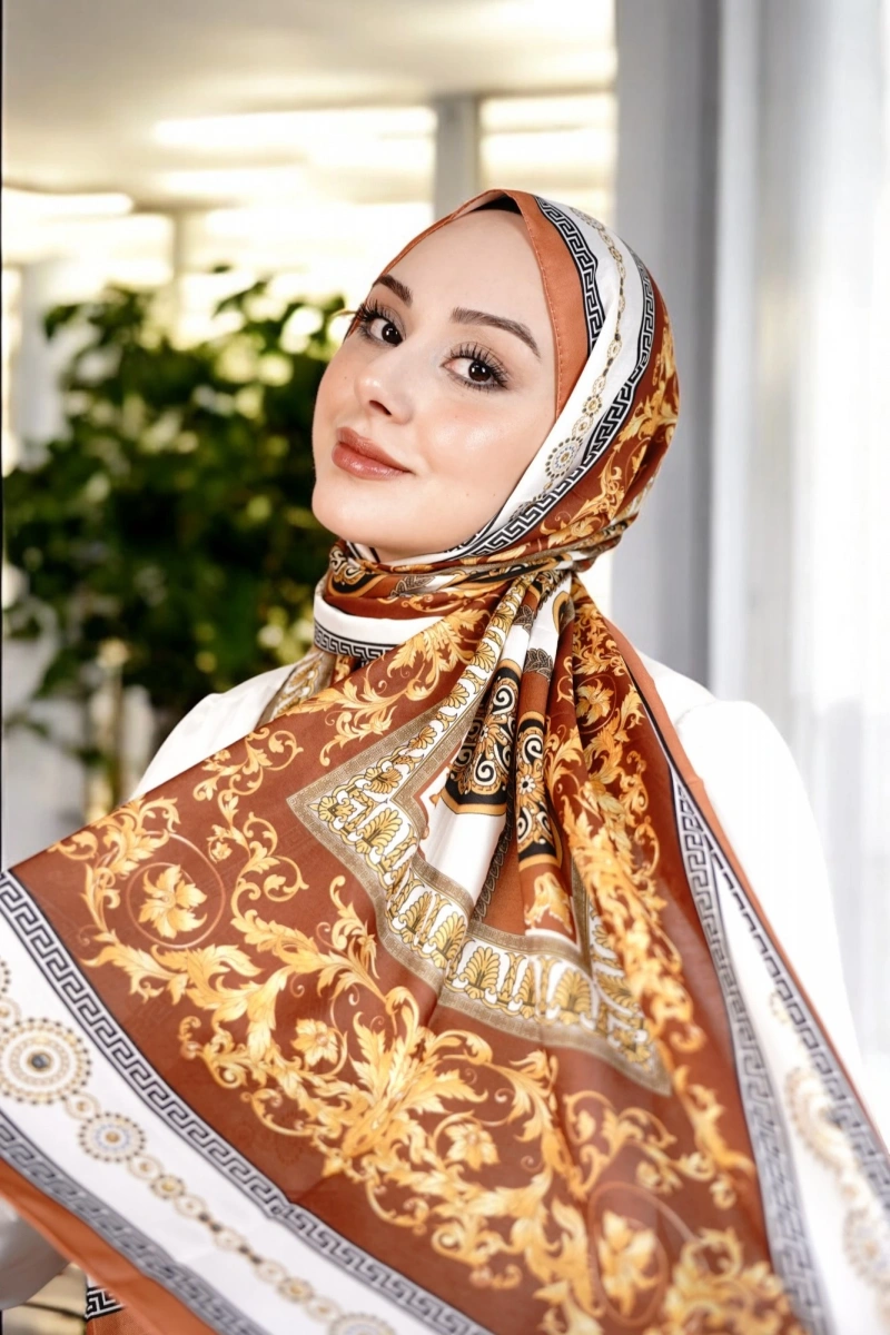 Beyrut Model Retro Şal - Kiremit