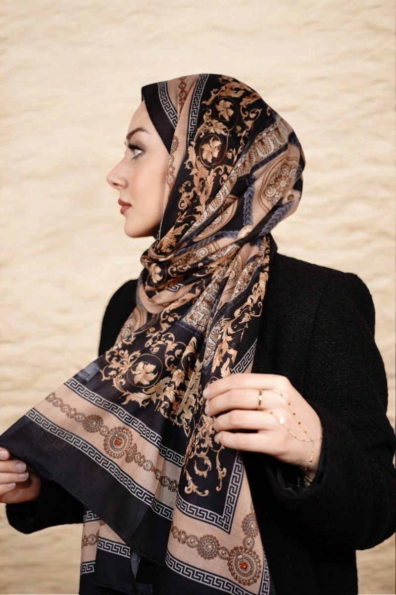 Beyrut Model Retro Şal - Siyah