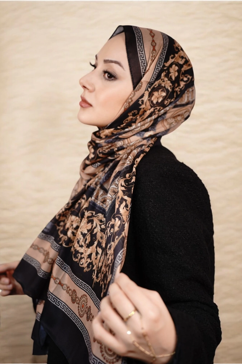 Beyrut Model Retro Şal - Siyah