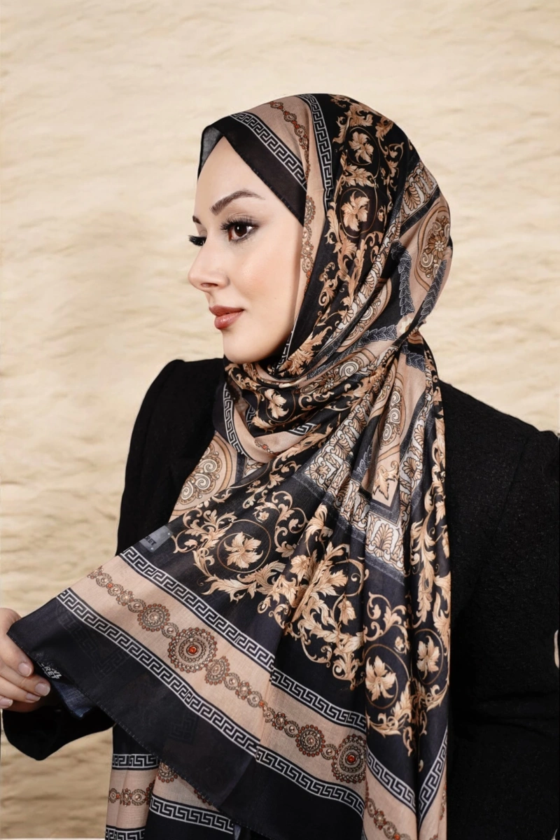 Beyrut Model Retro Şal - Siyah