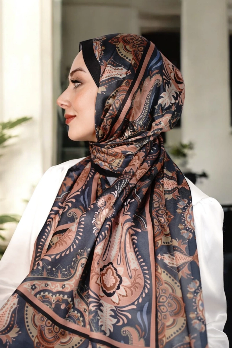 Bohemian Model Retro Şal - Füme Gül Kurusu