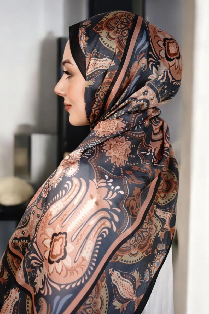 Bohemian Model Retro Şal - Füme Gül Kurusu