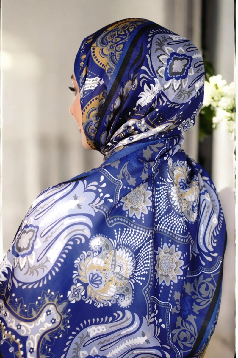 Bohemian Model Retro Şal - Saks Ekru