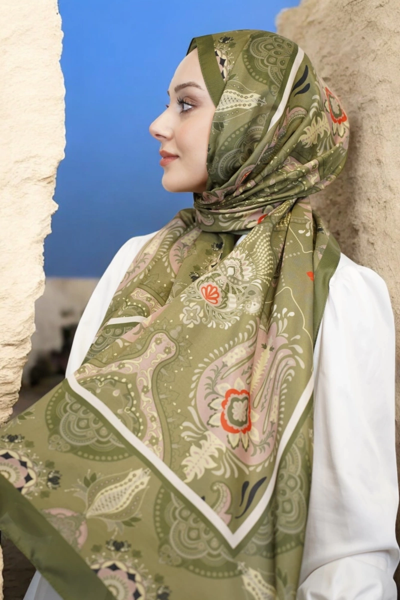 Bohemian Model Retro Şal - Yeşil