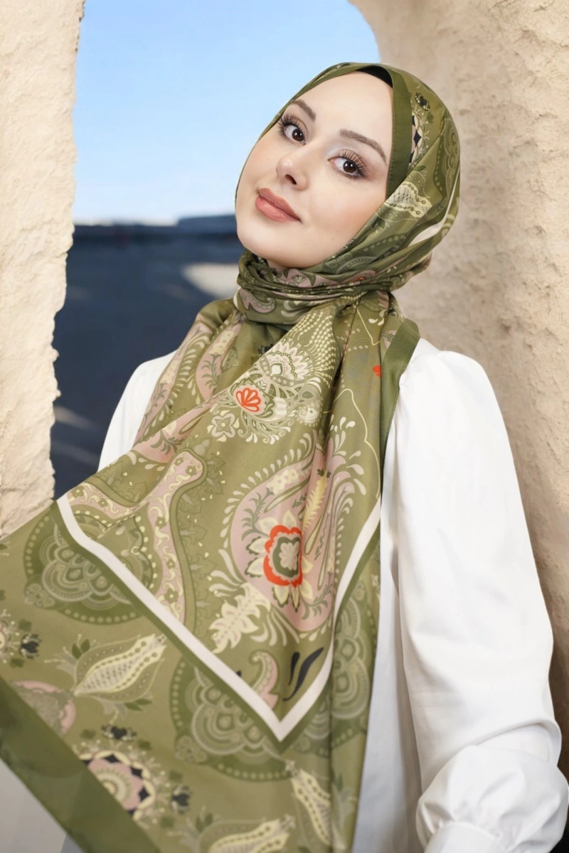 Bohemian Model Retro Şal - Yeşil