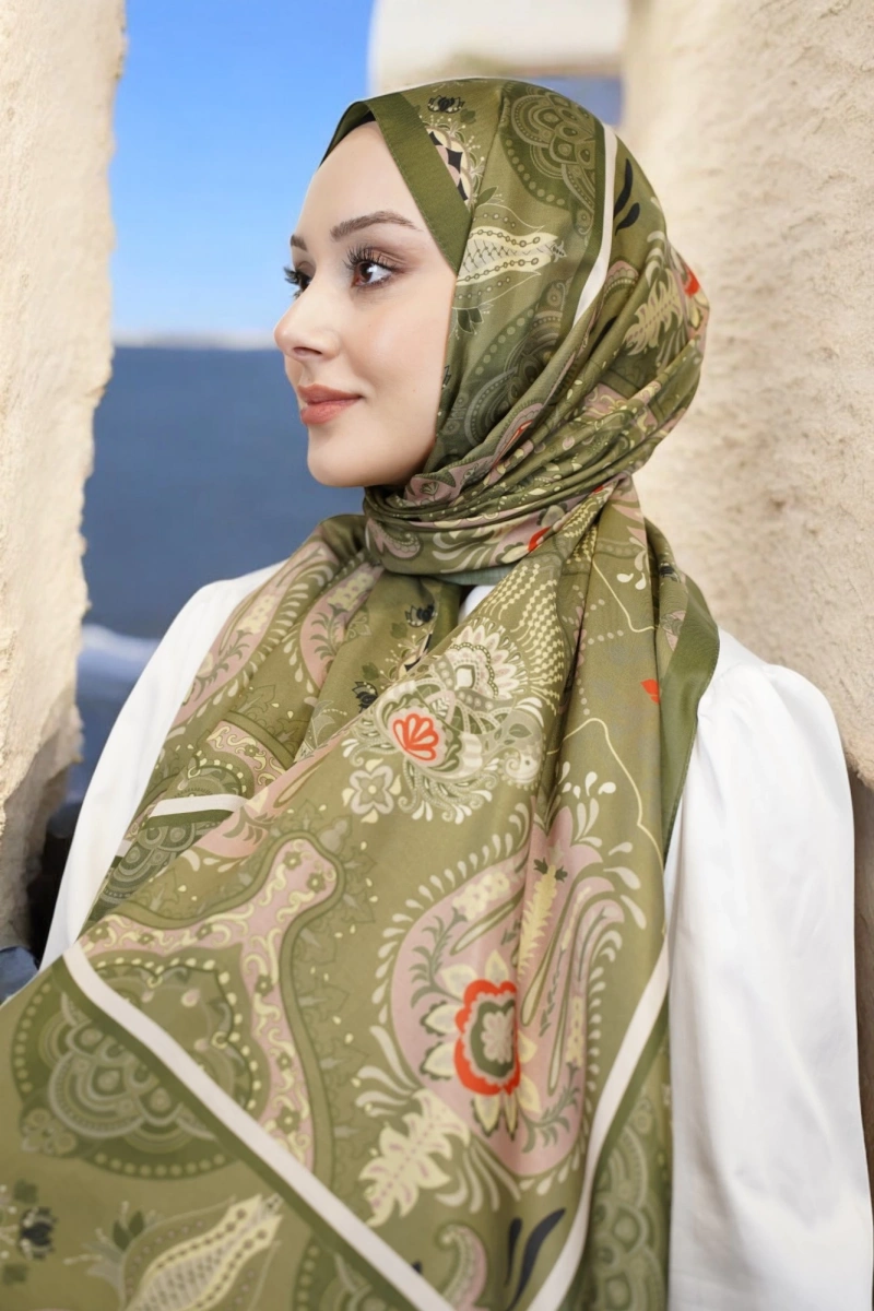 Bohemian Model Retro Şal - Yeşil