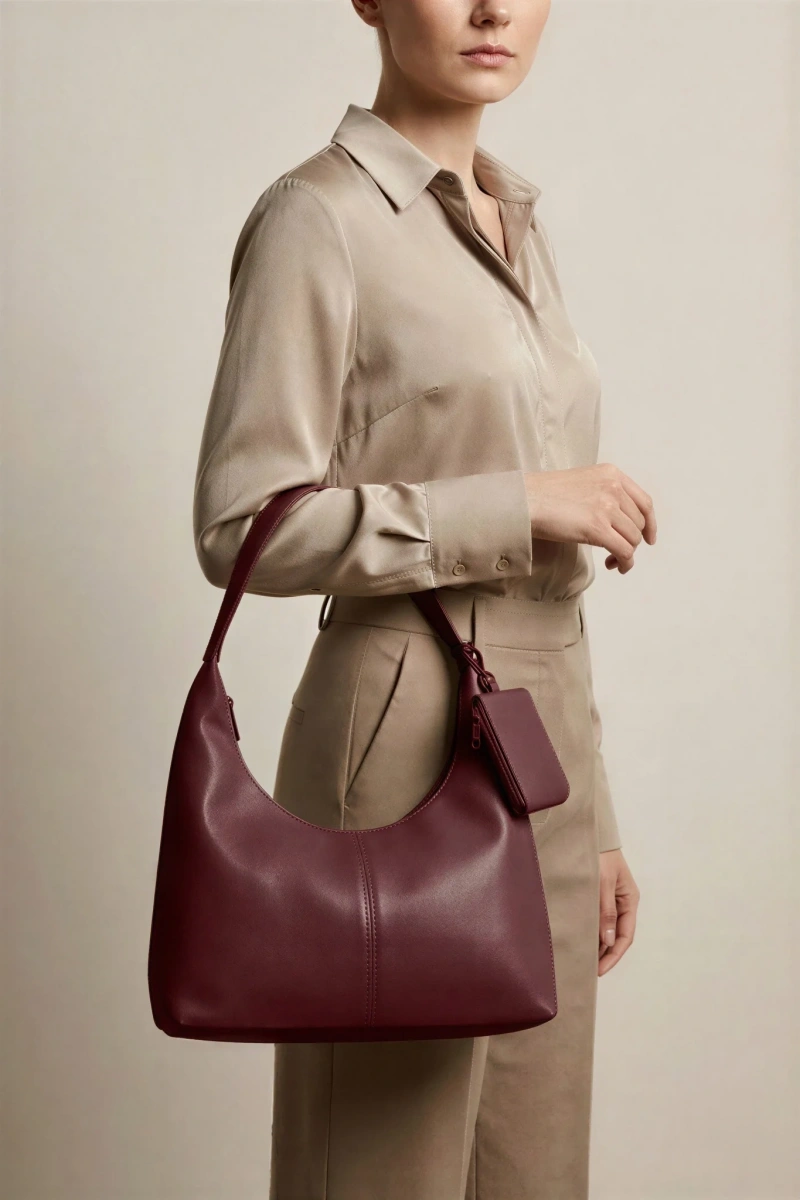 Bordo Renk Cüzdanlı Model Kadın Çanta