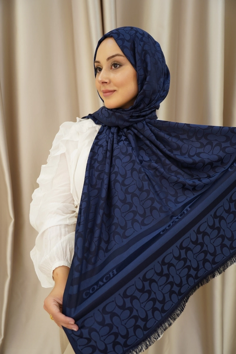 C Model Çift Taraflı Kaşmir Şal - Lacivert