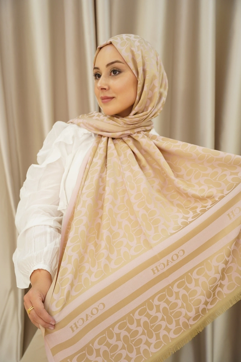 C Model Çift Taraflı Kaşmir Şal - Krem