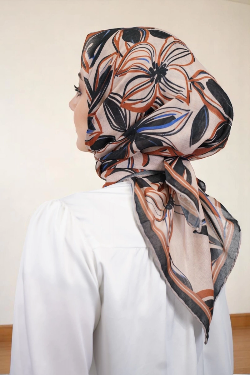 Çiçek Soft Pamuk Eşarp - 3