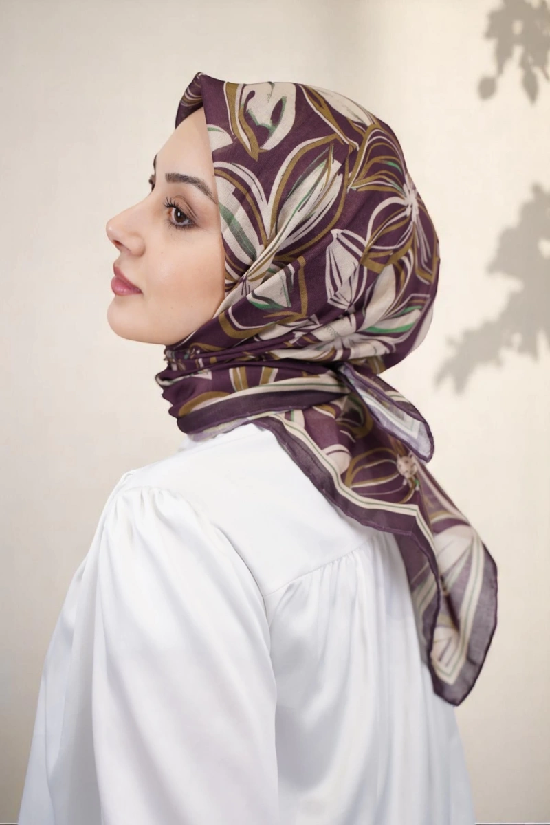 Çiçek Soft Pamuk Eşarp - 6