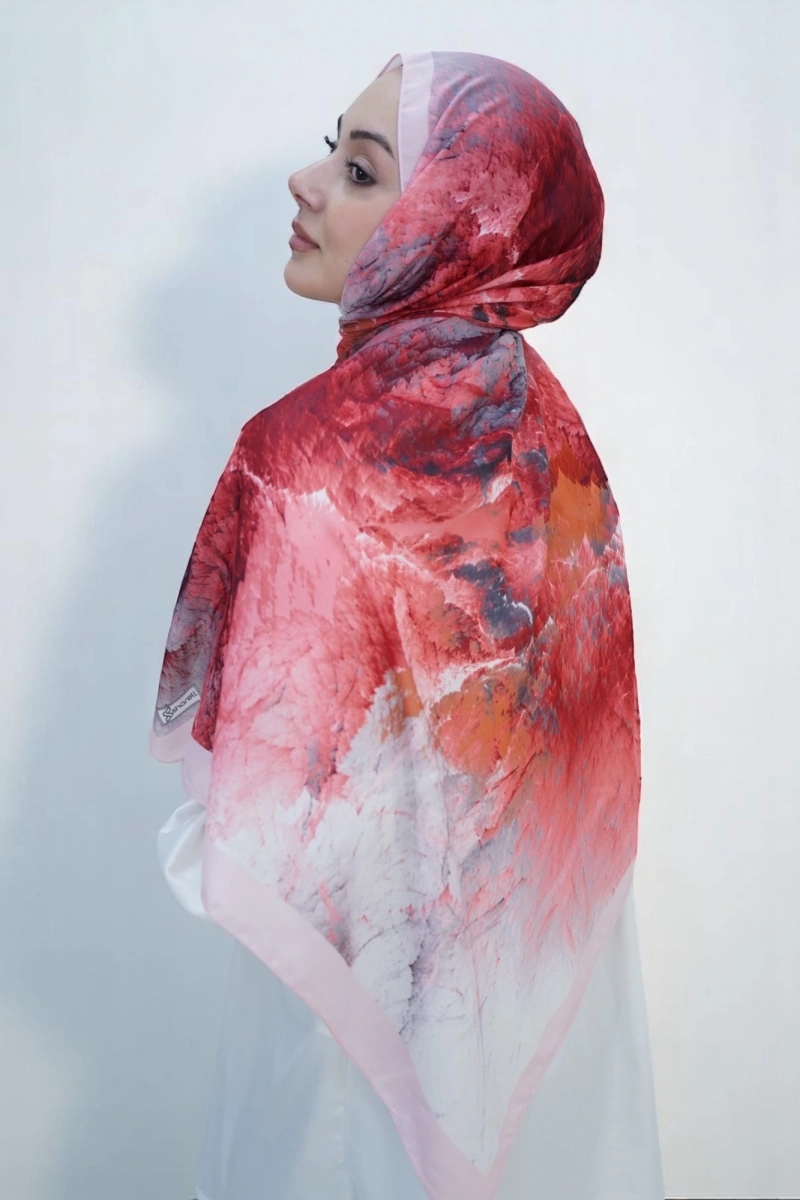 Çınar Model Retro Desen Retro Şal - Toz Pembe