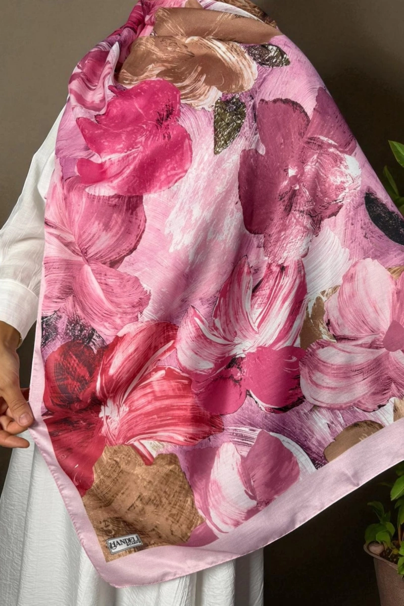 Pastel Model Retro Desen Şal - Pembe