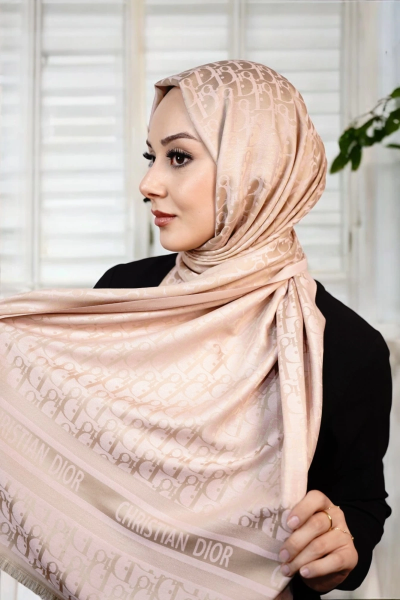 D Model Çift Taraflı Kaşmir Şal - Pudra