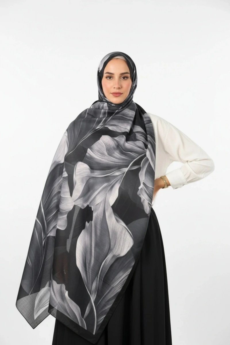 Duha Model Retro Desen Şal siyah