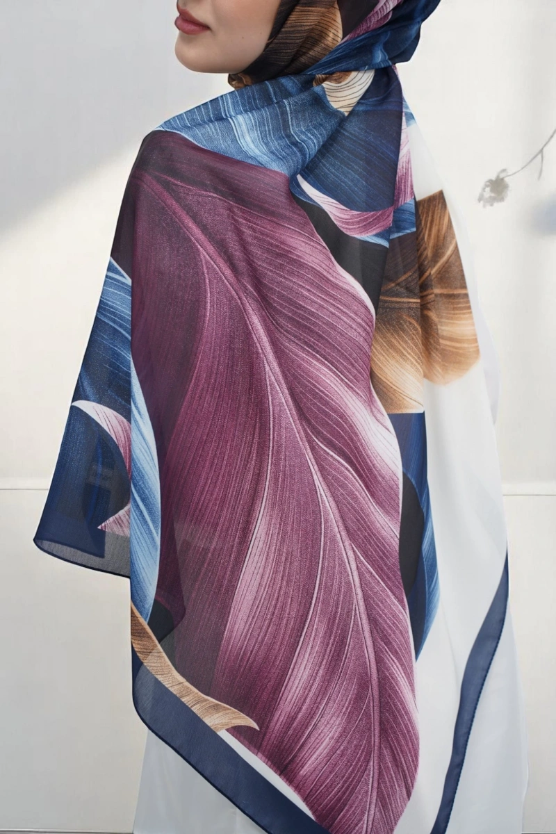 Esinti Model Retro Desen Retro Şal - Saks