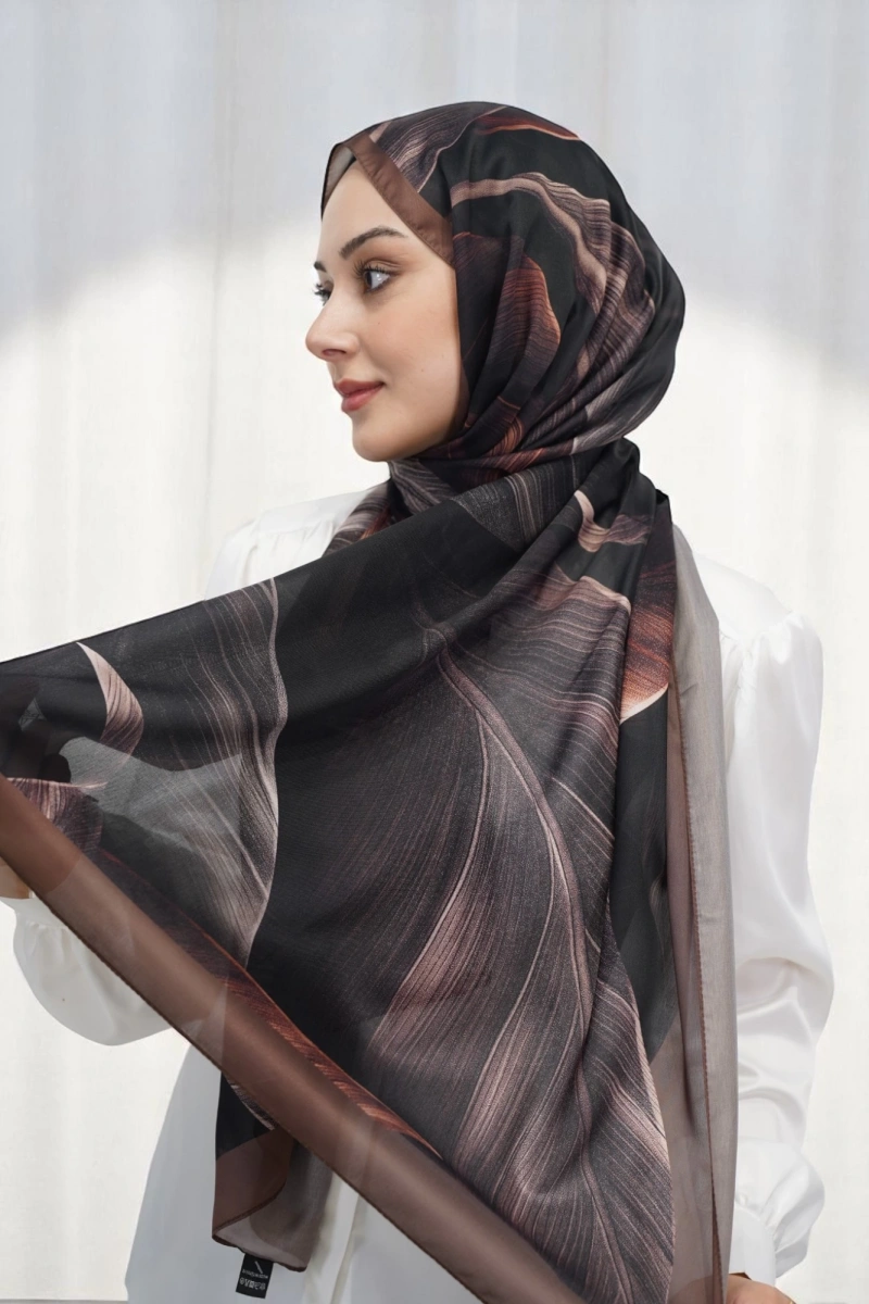 Esinti Model Retro Desen Retro Şal - Kahverengi