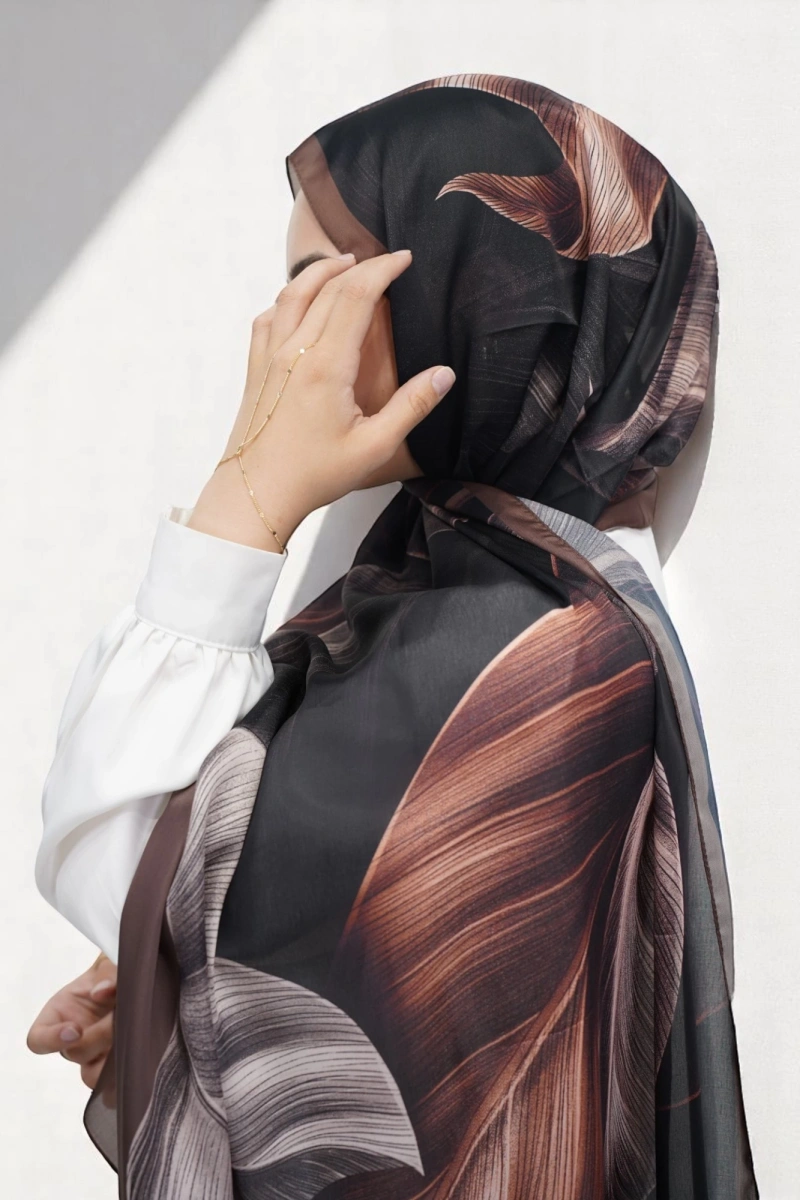 Esinti Model Retro Desen Retro Şal - Kahverengi