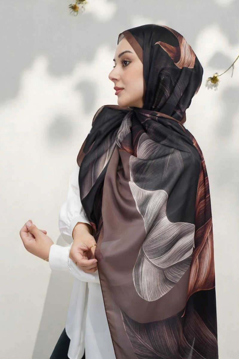 Esinti Model Retro Desen Retro Şal - Kahverengi