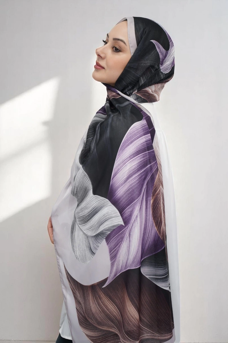 Esinti Model Retro Desen Retro Şal - Gri 8