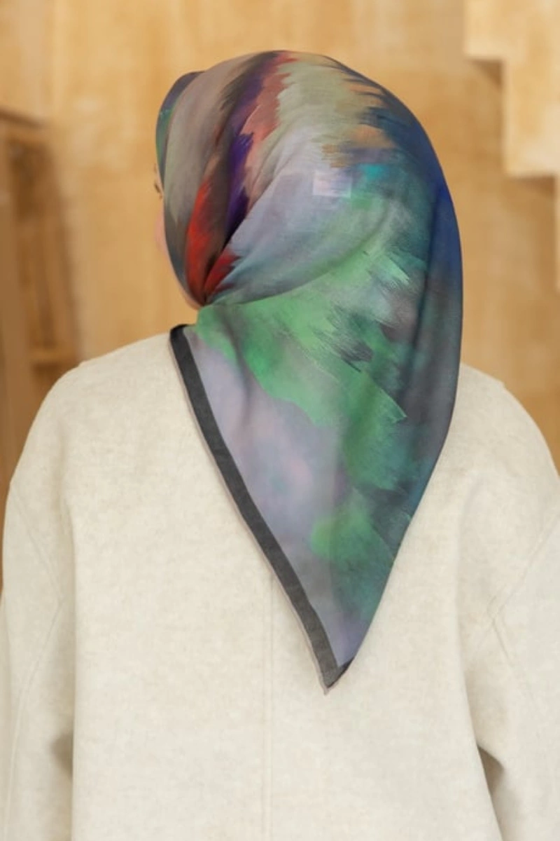 Fırça Desen Eşarp Pamuk Soft - Siyah