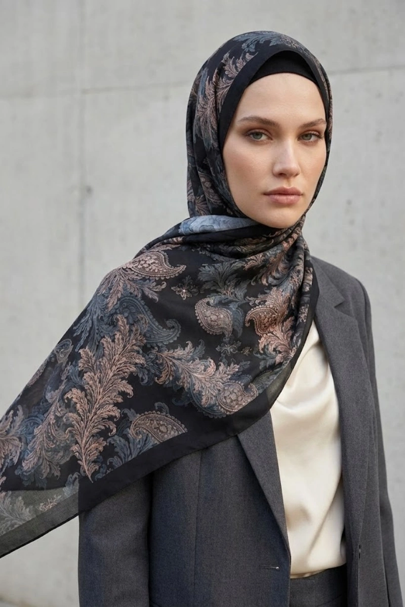 Fleur Model Retro Desen Şal - 10