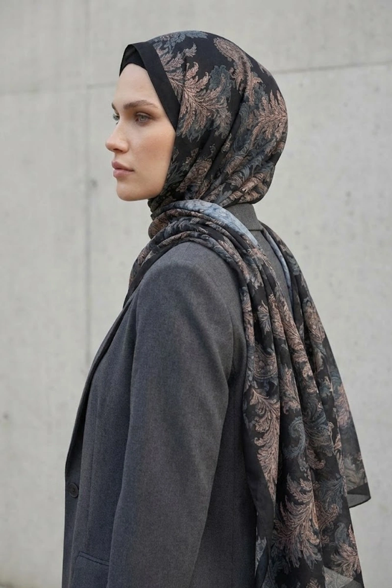 Fleur Model Retro Desen Şal - 10