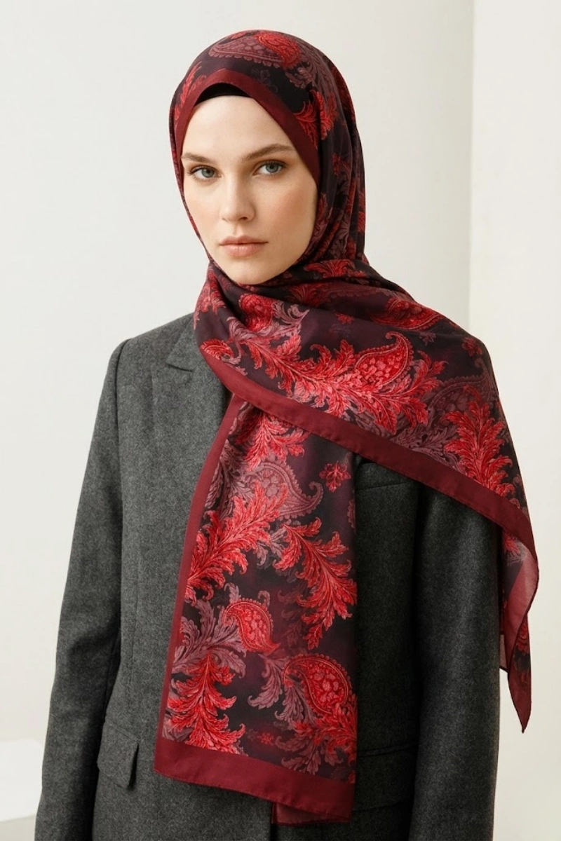 Fleur Model Retro Desen Şal - 1